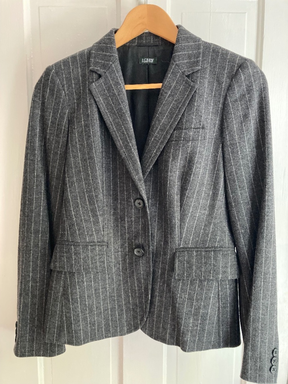 J. Crew Factory Charcoal Gray Pinstripe Wool Blazer - Est. Size 2